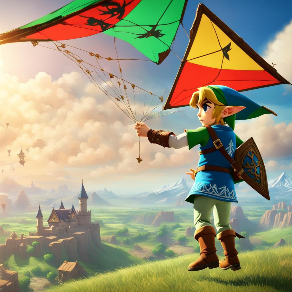 Link from Zelda Flying a Kite