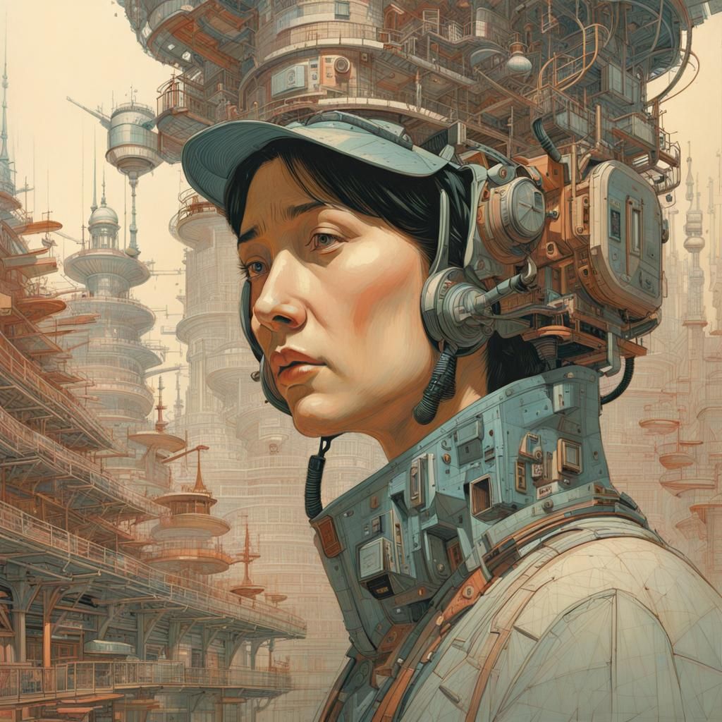 Intricate Technical Drawing of a Designer Portrait