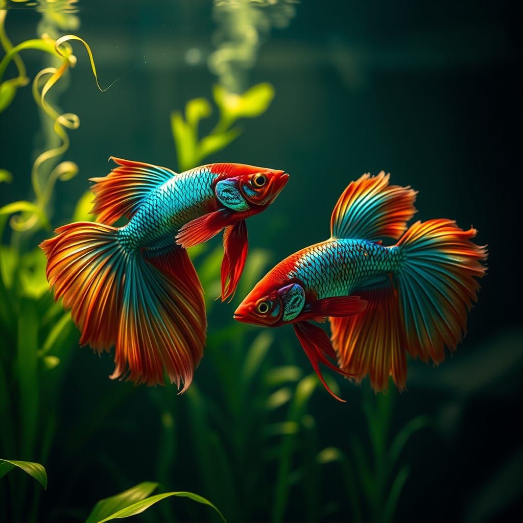 Regal Siamese Fighting Fish in a Cinematic Aquatic Scene