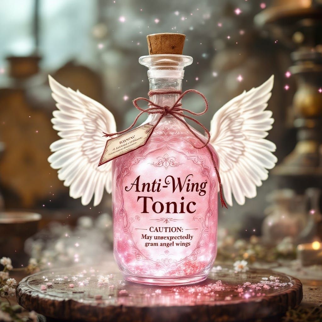 **„Das rätselhafte Anti-Flügel-Tonikum: Ein verbotenes Elixier mit magischen Engelskräften und himmlischem Geheimnis“**