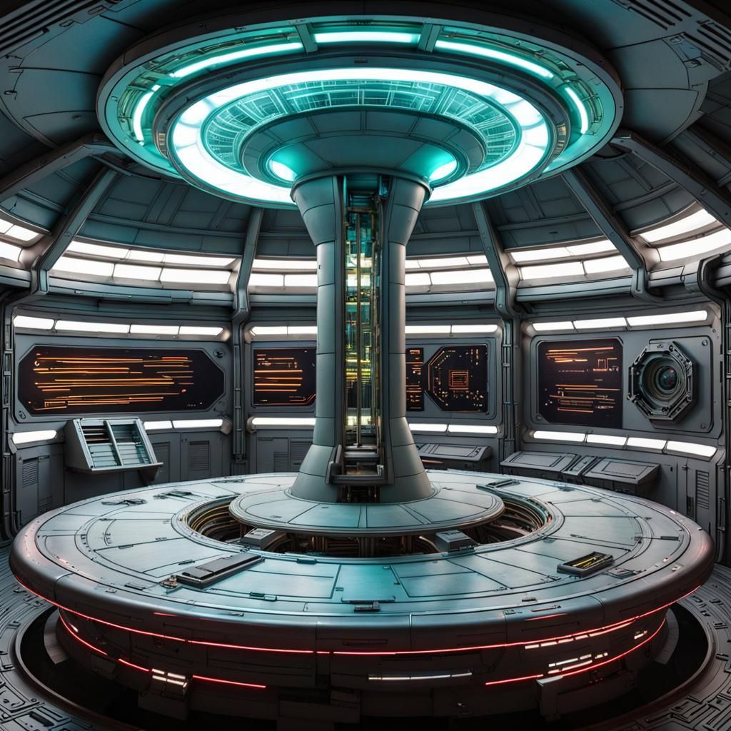 Warp core of the uss enterprise-d starship, neon, intricate ...