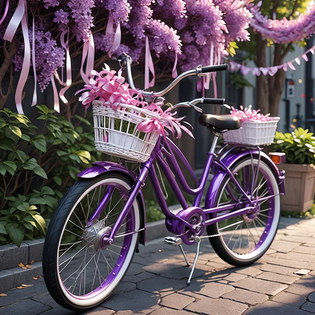 Purple Girl's Bike in Anime Art Style