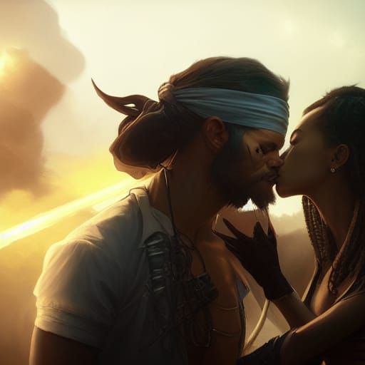 Pirate's Farewell Kiss: Hyper-Realistic Digital Art