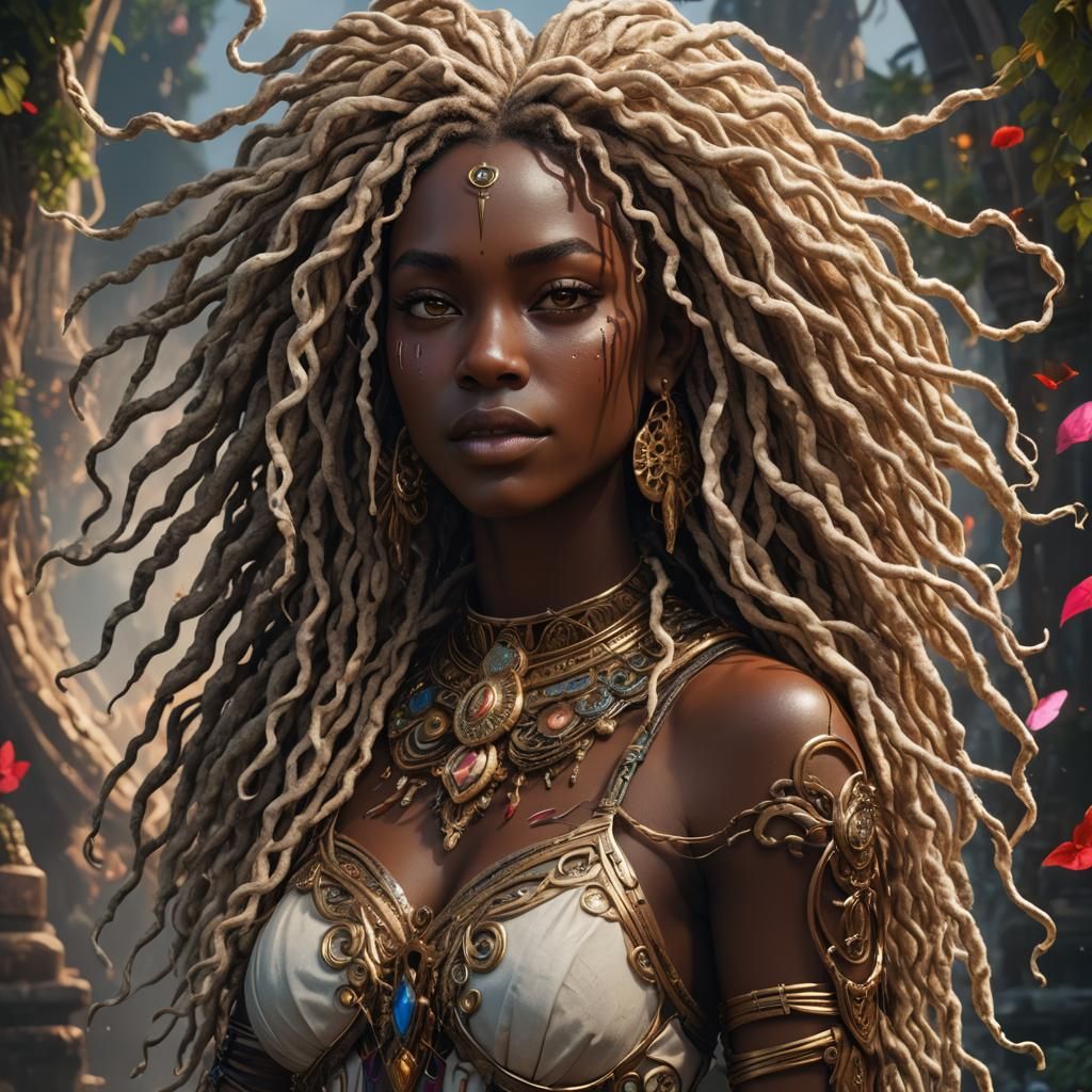 Goddess of Love with Blonde Curly Hair