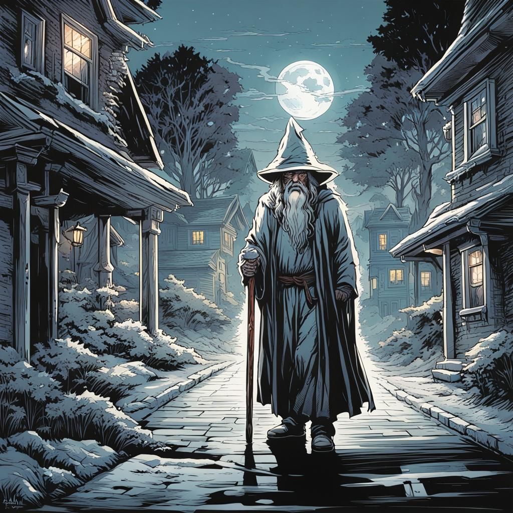 Gandalf in Hood, Comic Book Art Style