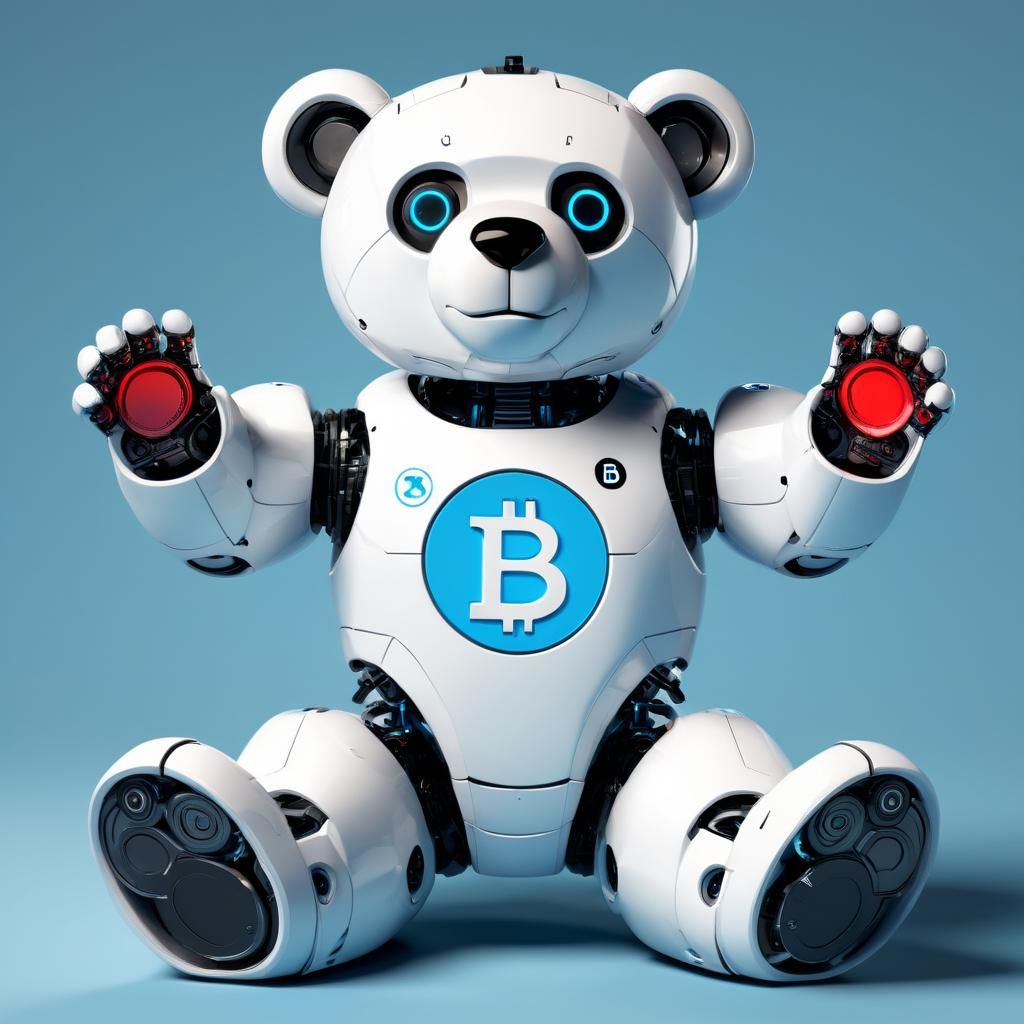 Robot Teddy Bear with Bitcoin Symbol