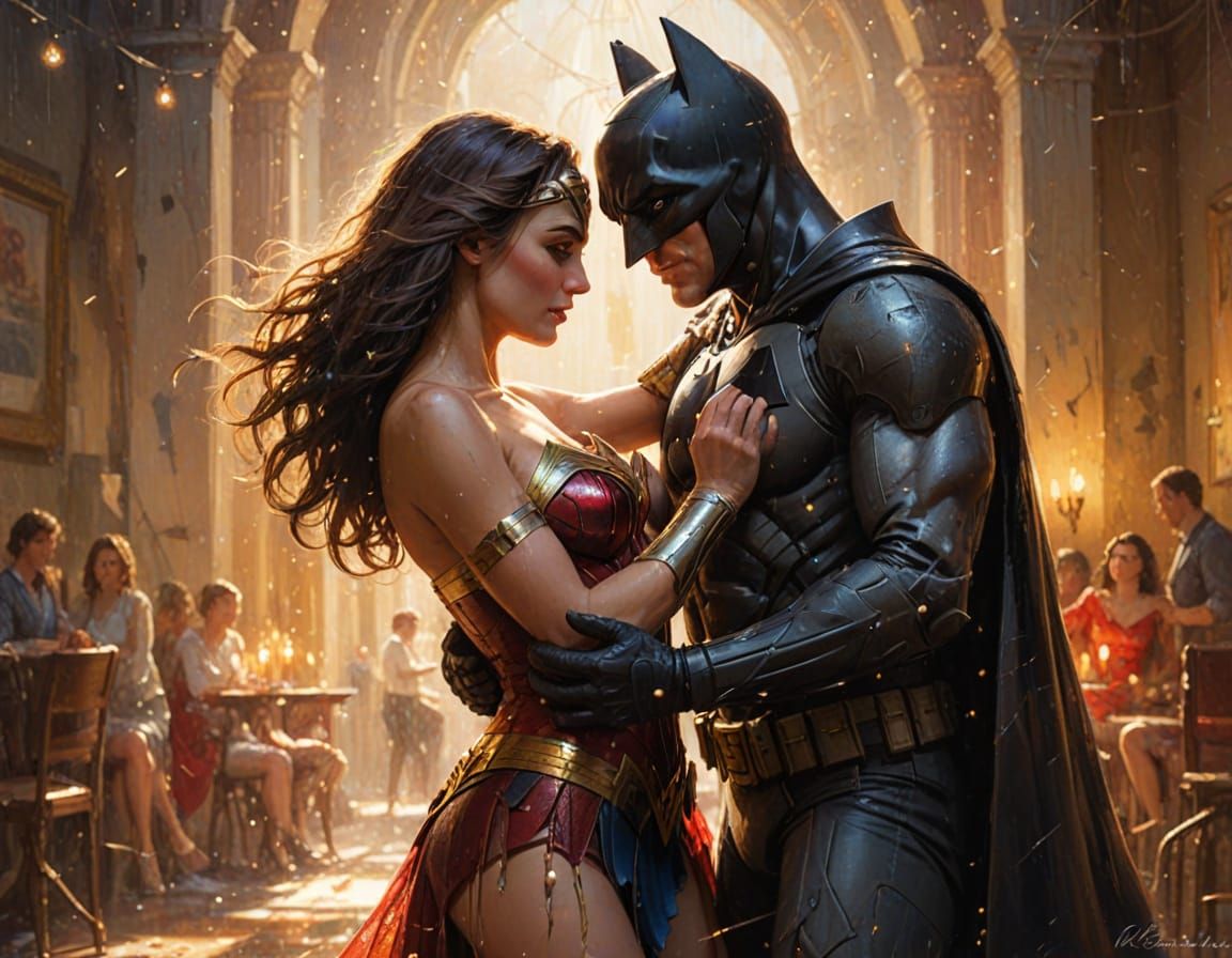 Wonder Woman and Batman Tango, Romantic Painting