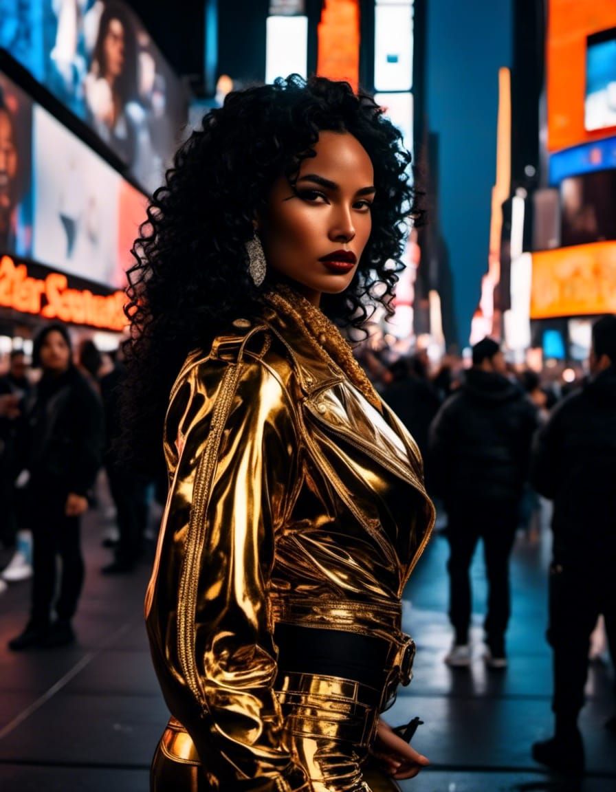 Superagent Cleopatra Jones in Time Square, New York