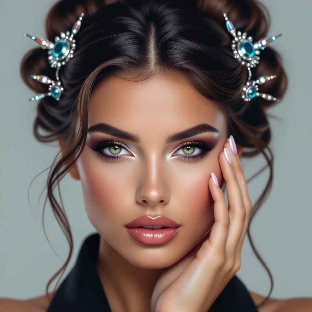 Futuristic Beauty: Woman's Portrait with Fierce Details