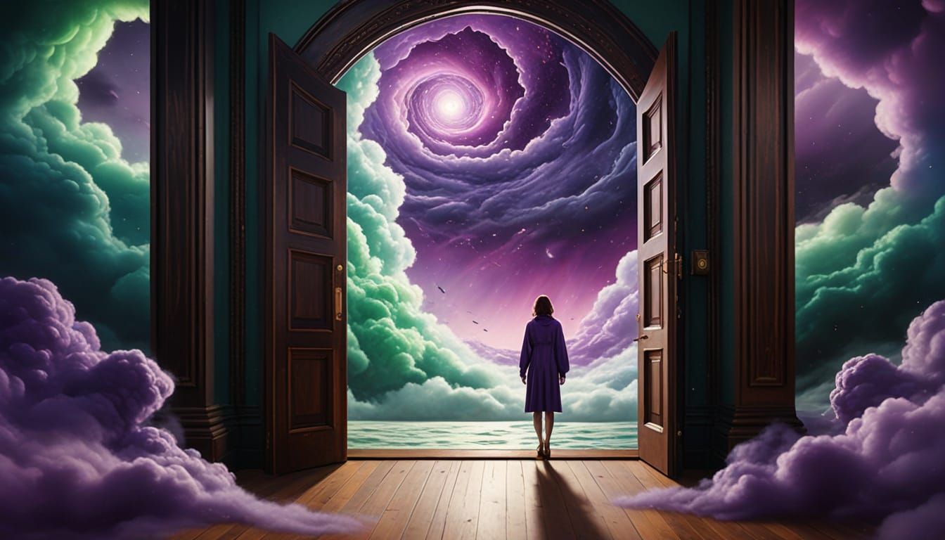 Parallel Universe Portal in Surreal Oil Painting