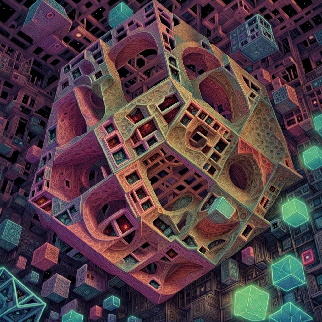 Soft Hypercube Metanoia: Intricate Horror Artwork