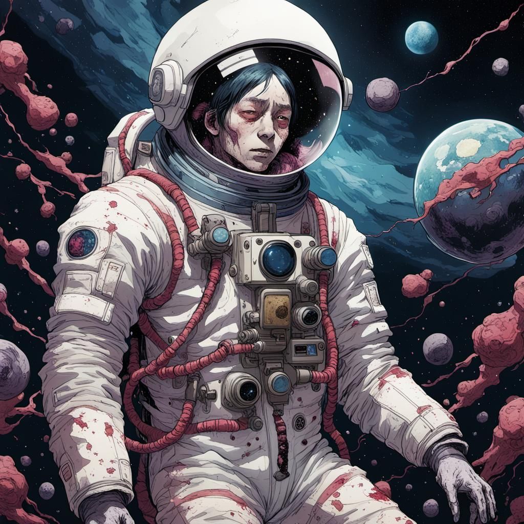 Undead Astronaut Necromancer Fading into Stardust