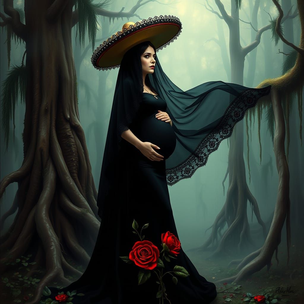 Goth Latina Goddess Emerges from Dark Forest Mystique