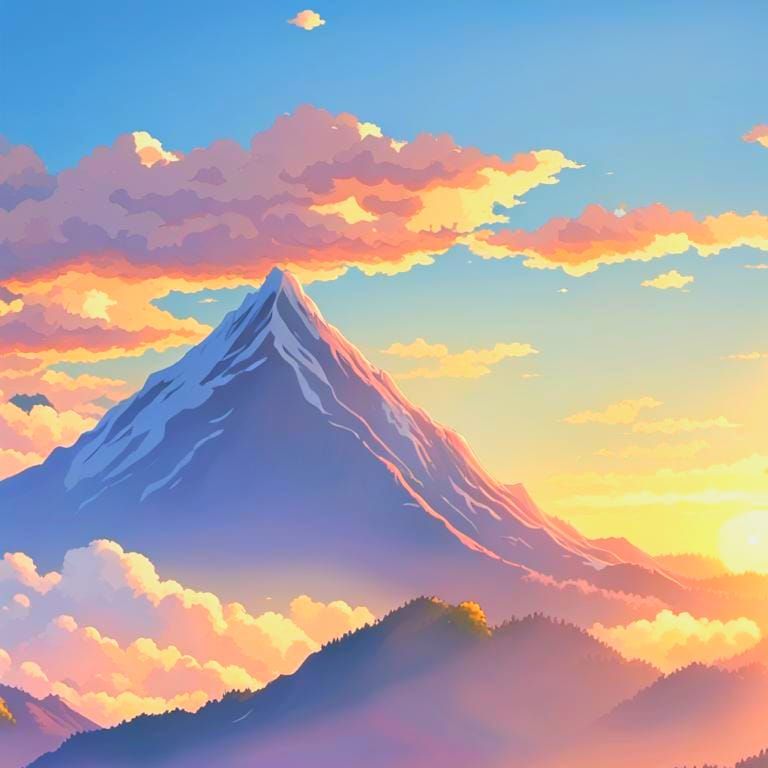 Sunrise Over Mountains: Studio Ghibli Concept Art