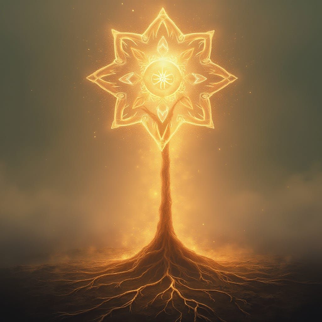 Glowing Roots: Abstract Foundation of Inner Peace
