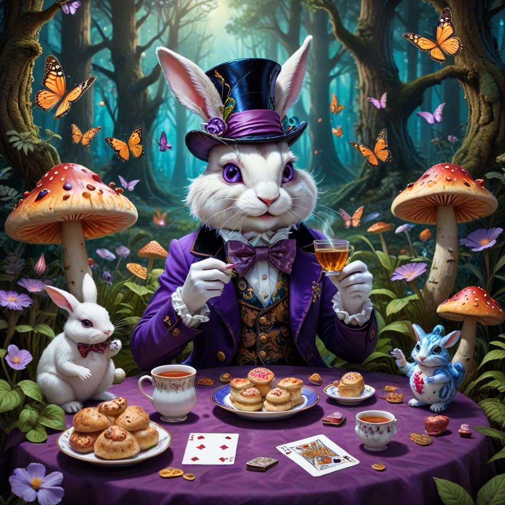 Wonderland Tea Party in Vibrant Fantasy Style