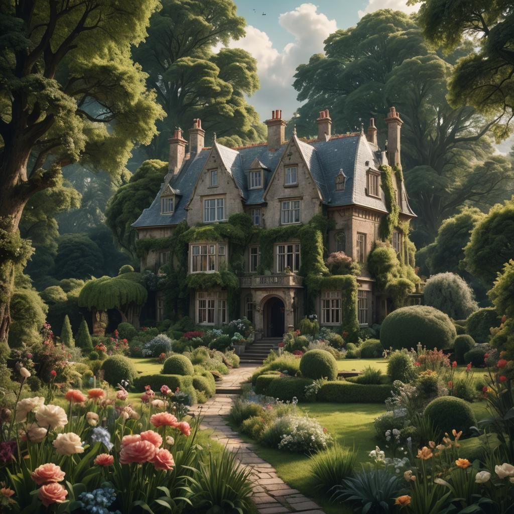 Picturesque Country House with Lush Garden