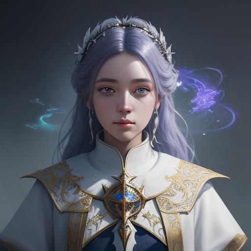 Holy Priestess Portrait with Light Magic