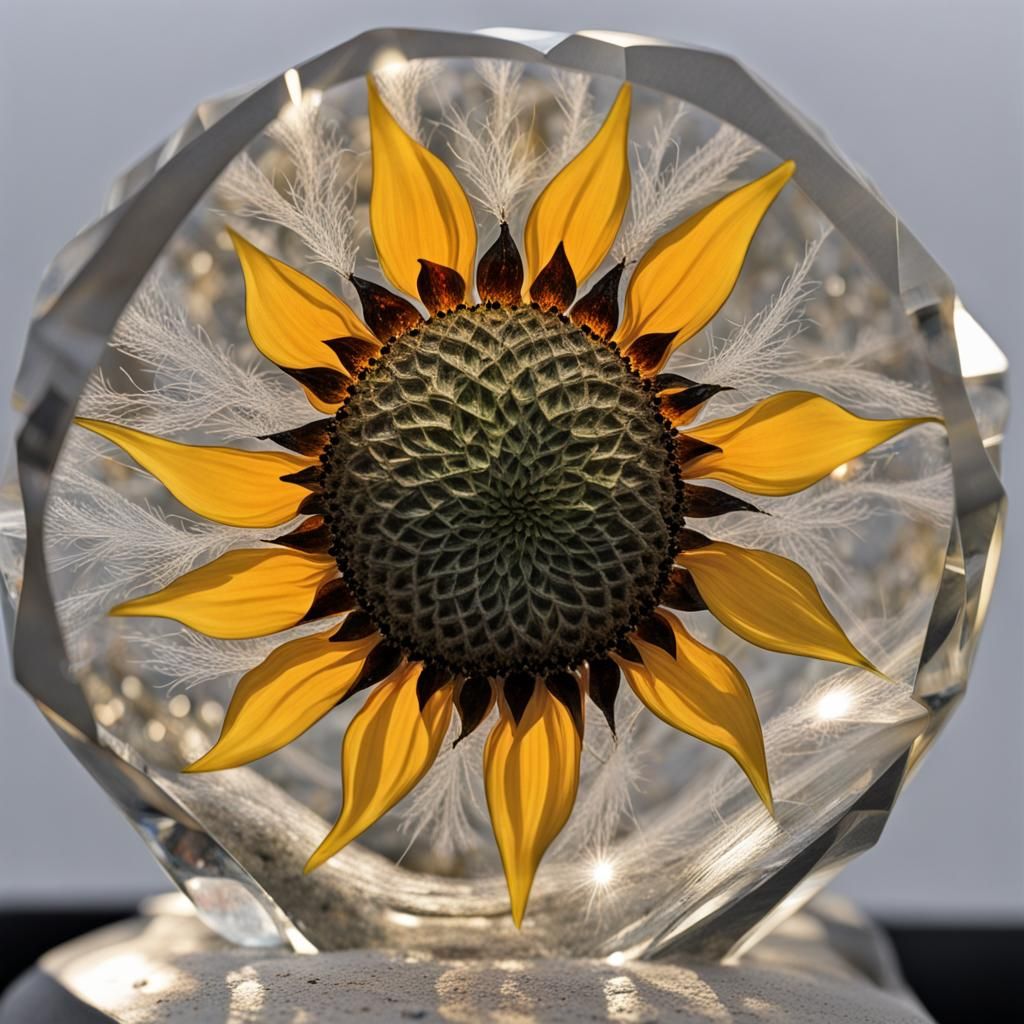 Sunflower Inside Crystal Formation