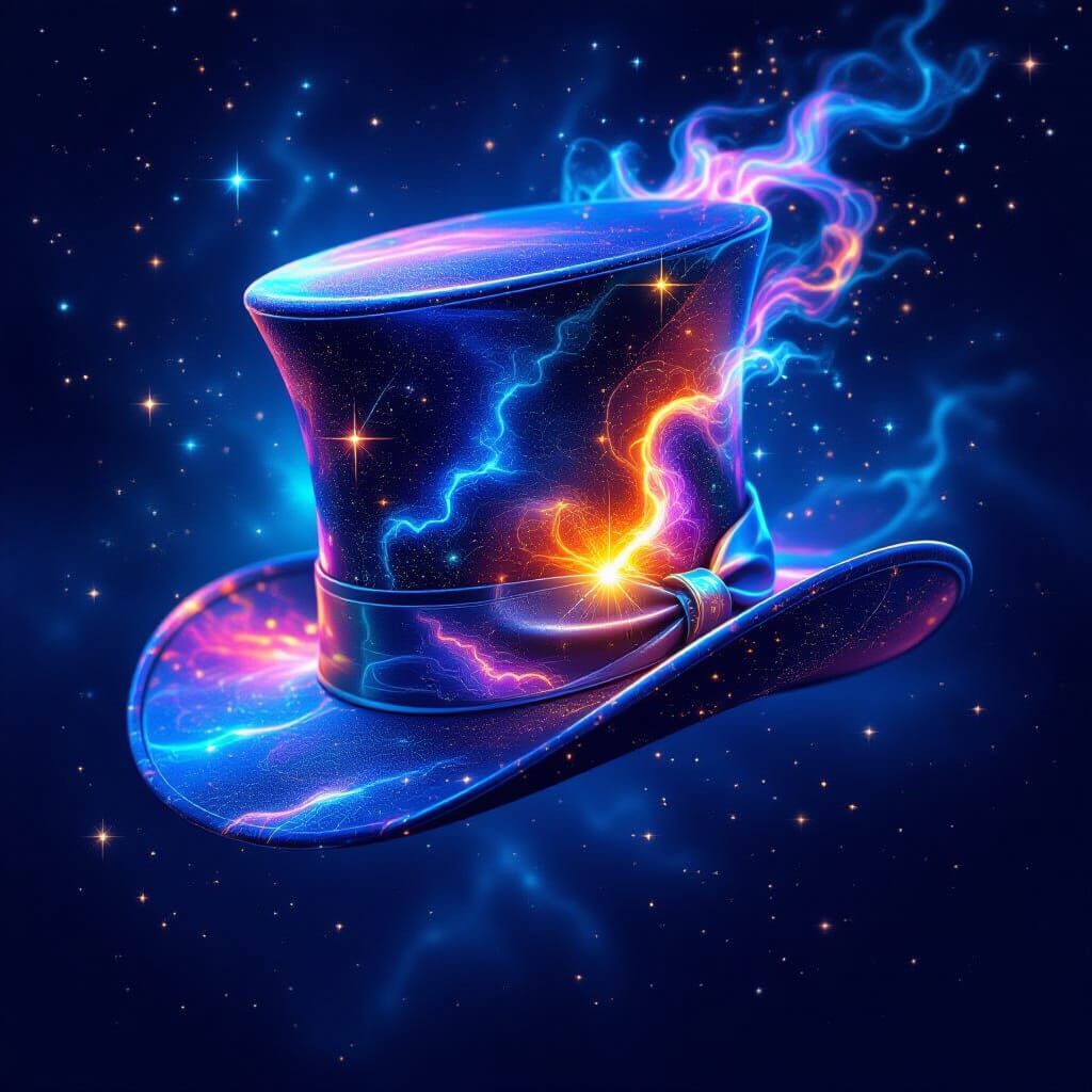 Cosmic Top Hat Illustration in Visionary Style