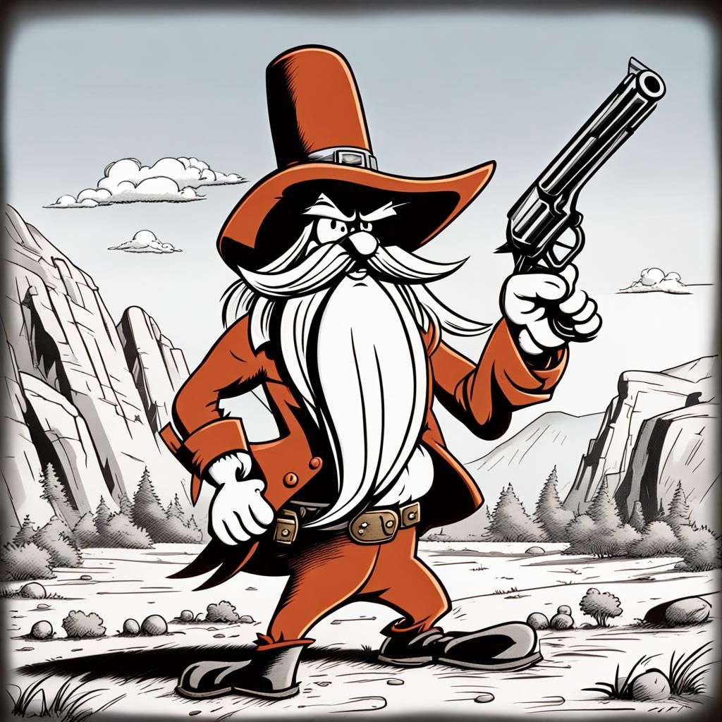 Yosemite Sam Cartoon Shooting Pistols Looney Tunes Style