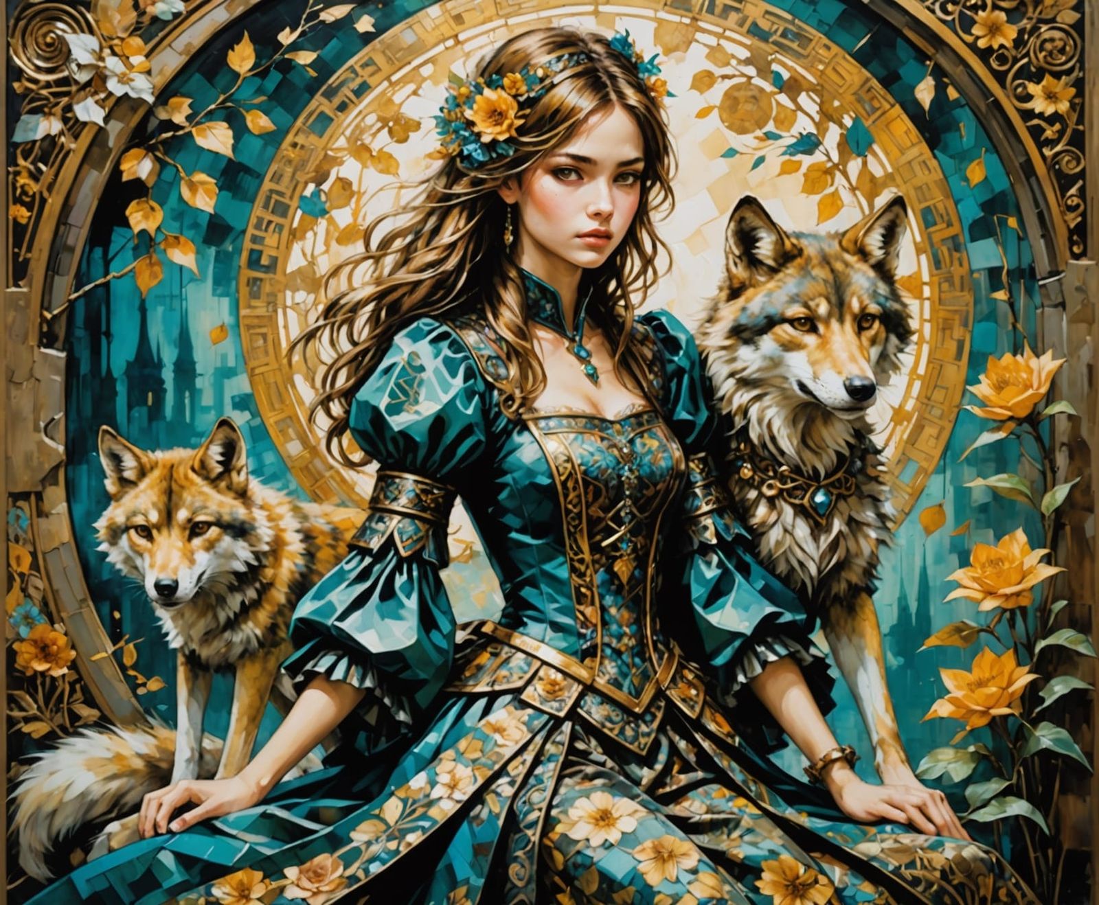 Cyberpunk-Inspired Wolf Goddess