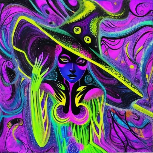 Surreal Black Light Woman Abstract Portrait