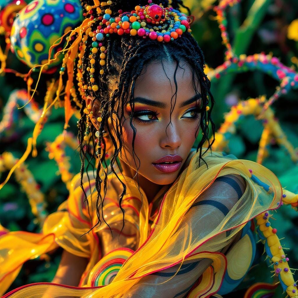 Brazilian Wandering Spider Queen in Whimsical Style