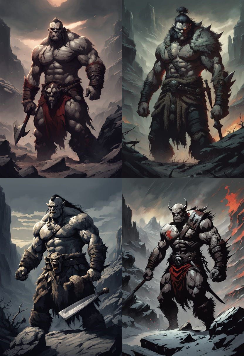 Orc Barbarian in Desolate Landscape