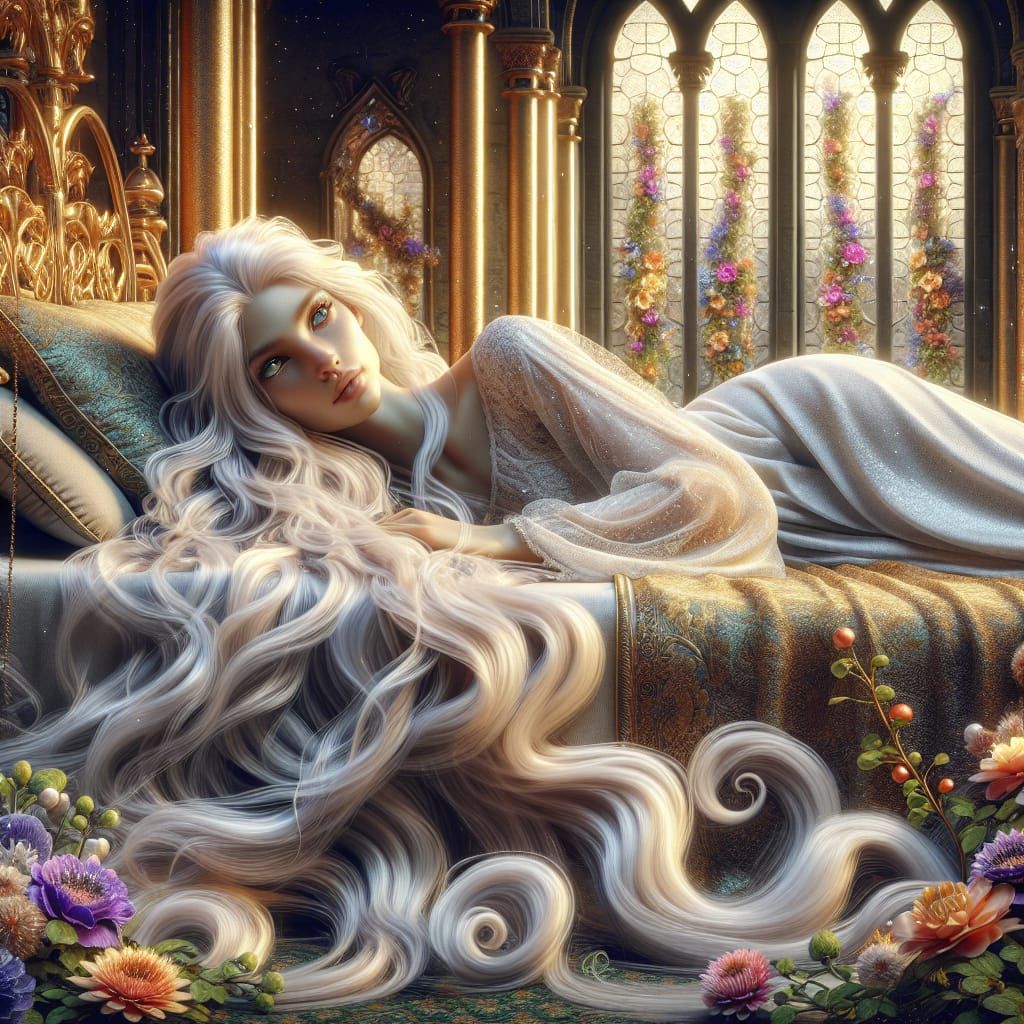 Enchanting Princess in Tower Chamber: A 3D Fairytale