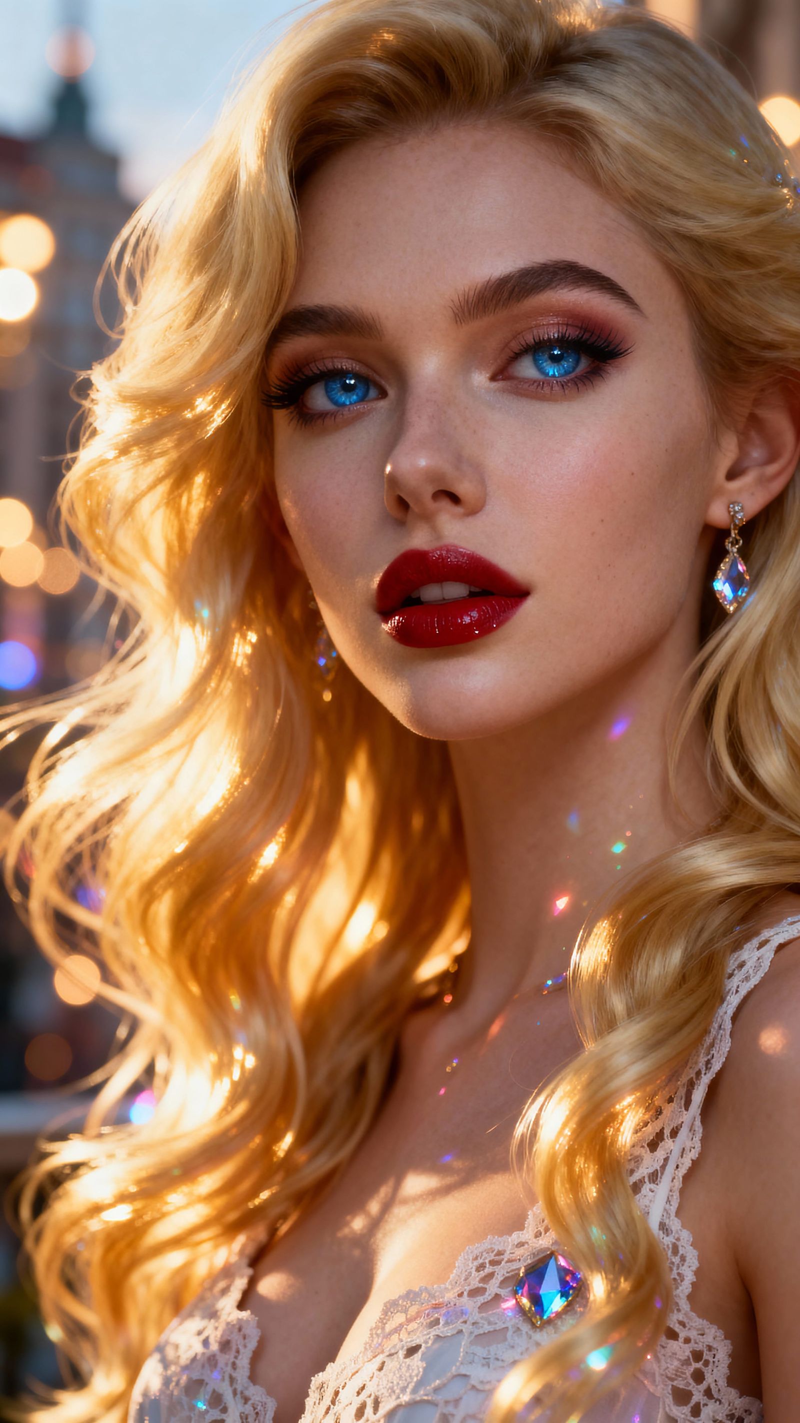 Stunning Blonde Woman in Cinematic Close-Up Portrait