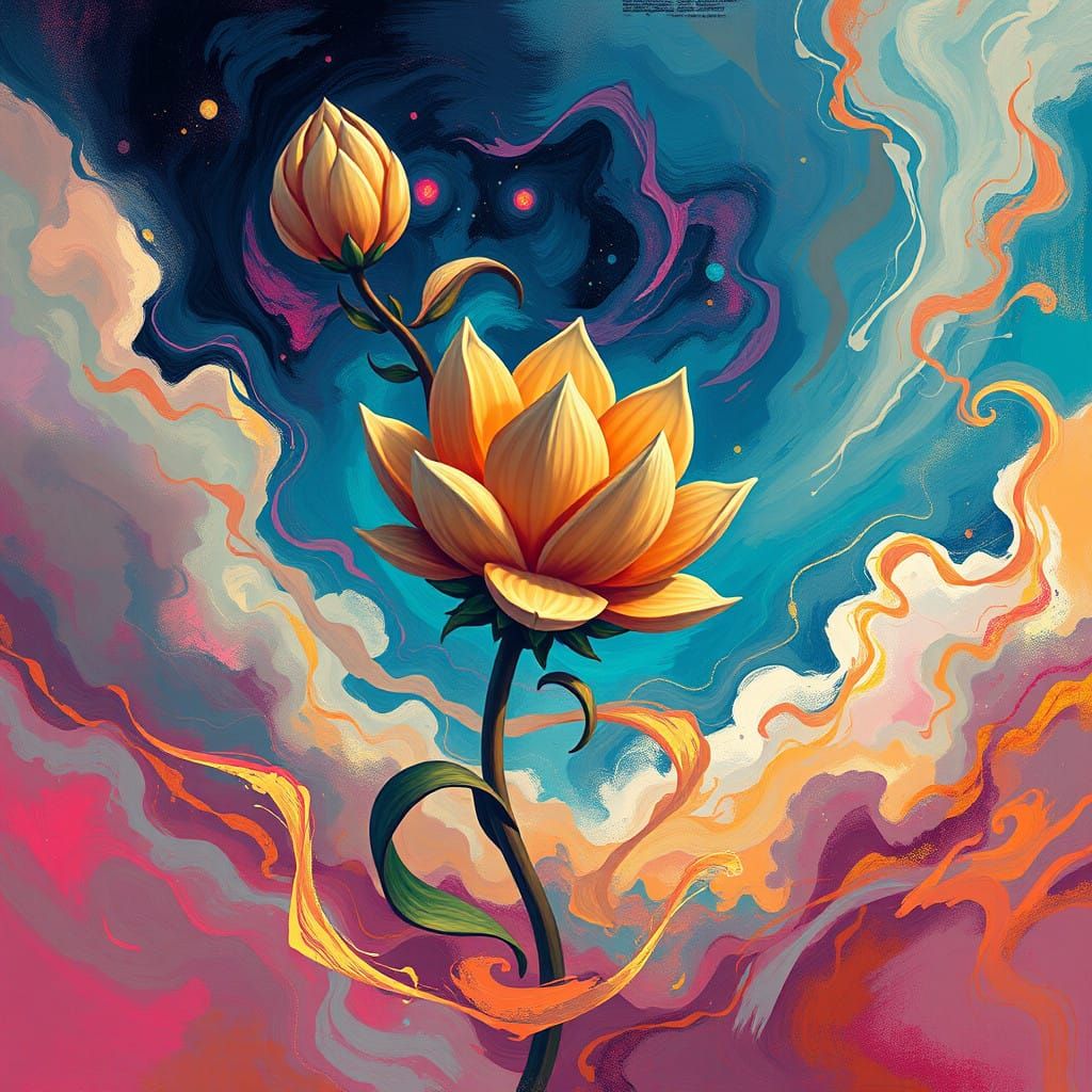 Surreal Alien World in Cosmic Art Nouveau Style