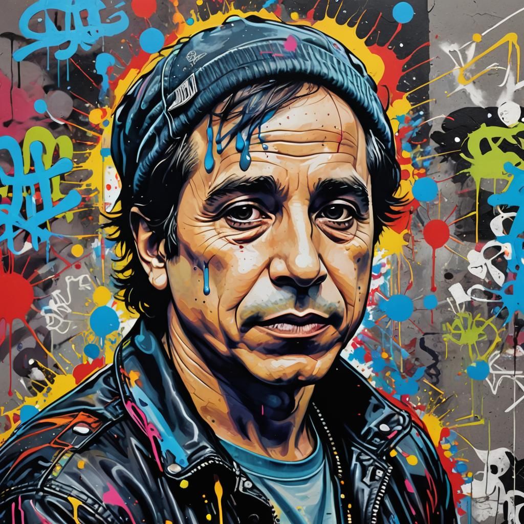 Punk Rock Paul Simon Graffiti Art