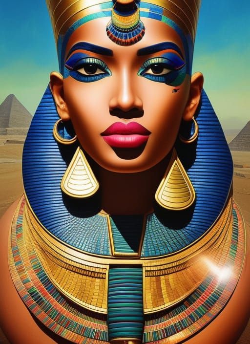 Egyptian Queen Selfie: Hyperdetailed Painting