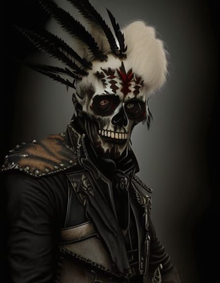 Blackened Skeleton Cowboy Portrait in Photorealistic Style