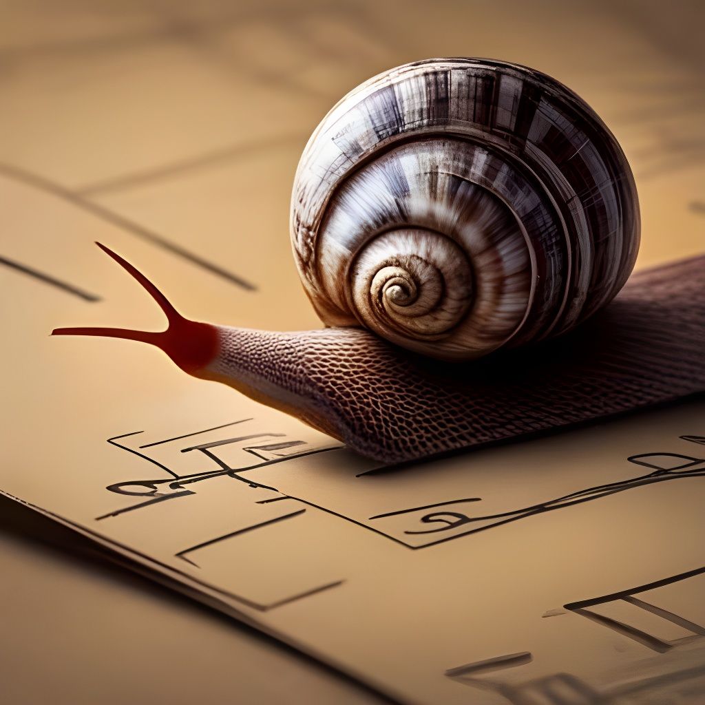 Snail on Postage Stamp with Snail Mail Postmark