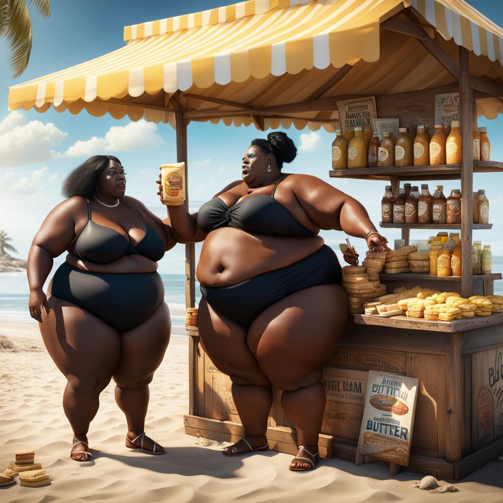 Beach Scene with Butter Sales in Detailed Matte Painting