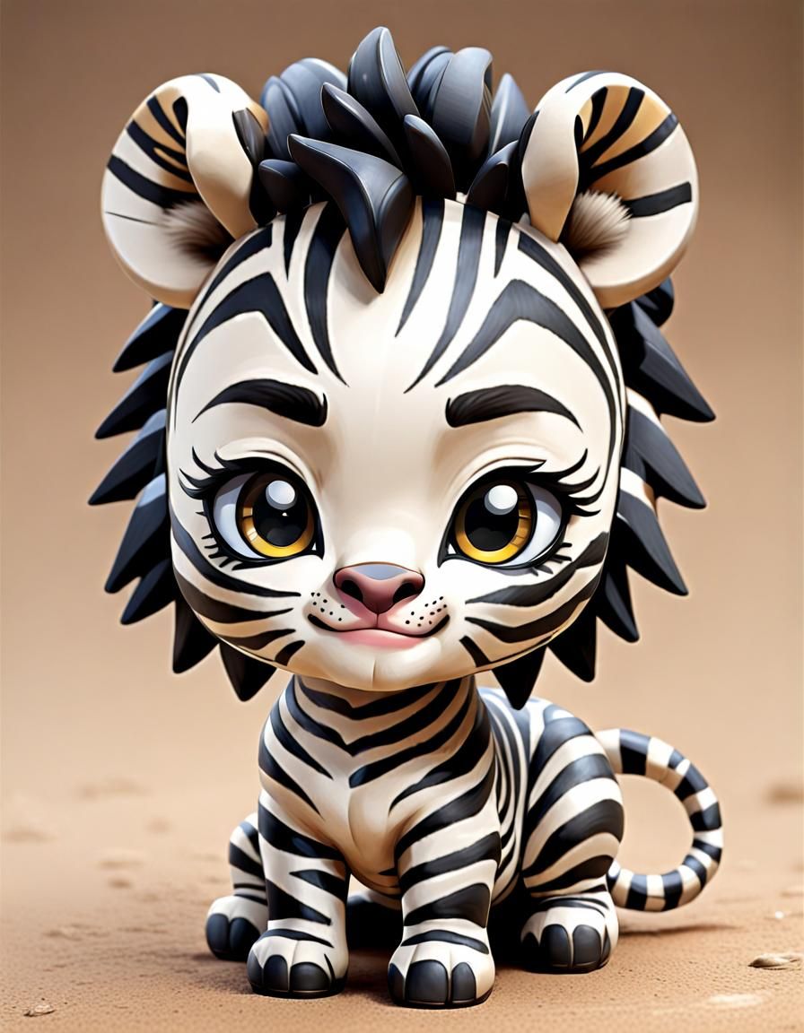 Chibi Zebra in Africa: Hyperdetailed Art