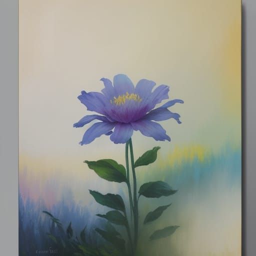 Tusche: Rare Flower Emerges from Mist in Impressionist Style