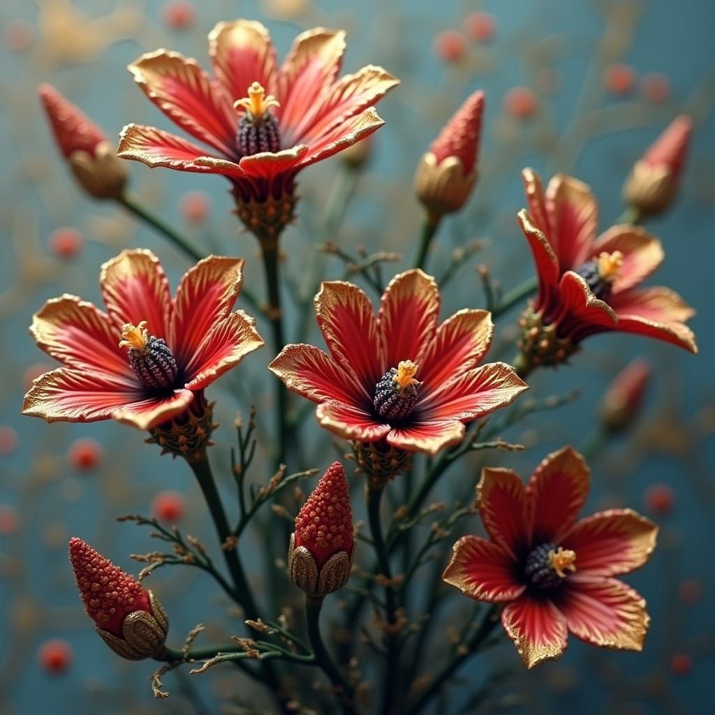 Detailed Fractal Art in Klimt and Mucha Style