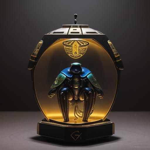 Cyberpunk Scarab Beetle in Ancient Egyptian Style