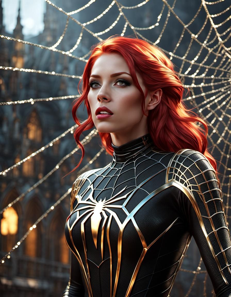 Redhead in Spiderweb: A Digital Masterpiece