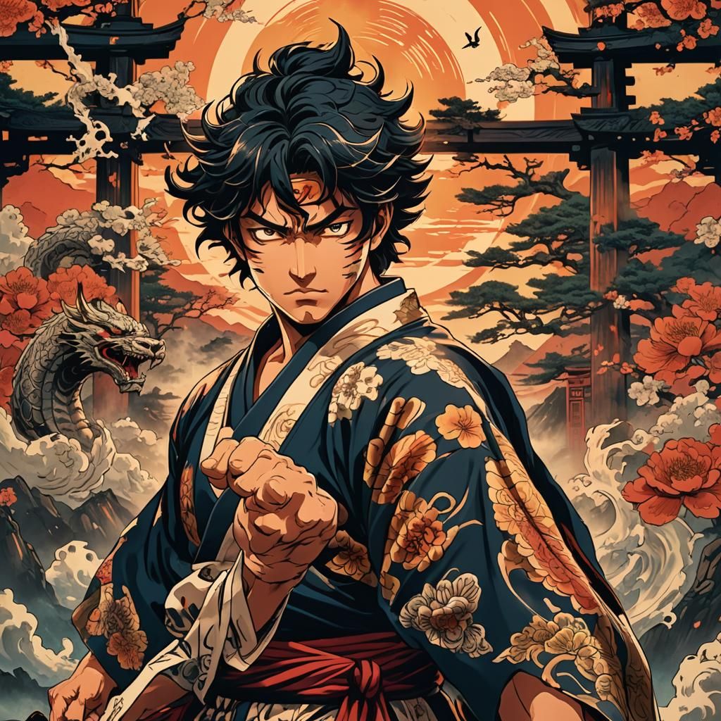 Demon Slayer Teaches English in Ukiyo-e Style