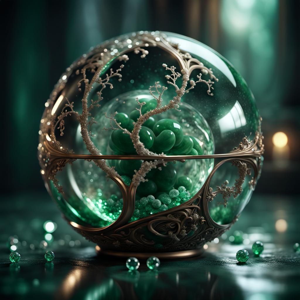 Macabre Jade Orb in Crystal Glass