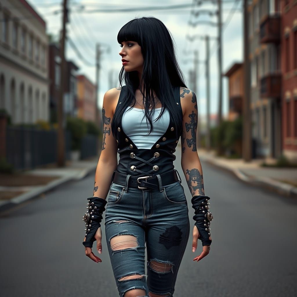 Gothic Woman in Dead-End Street, Moody Art