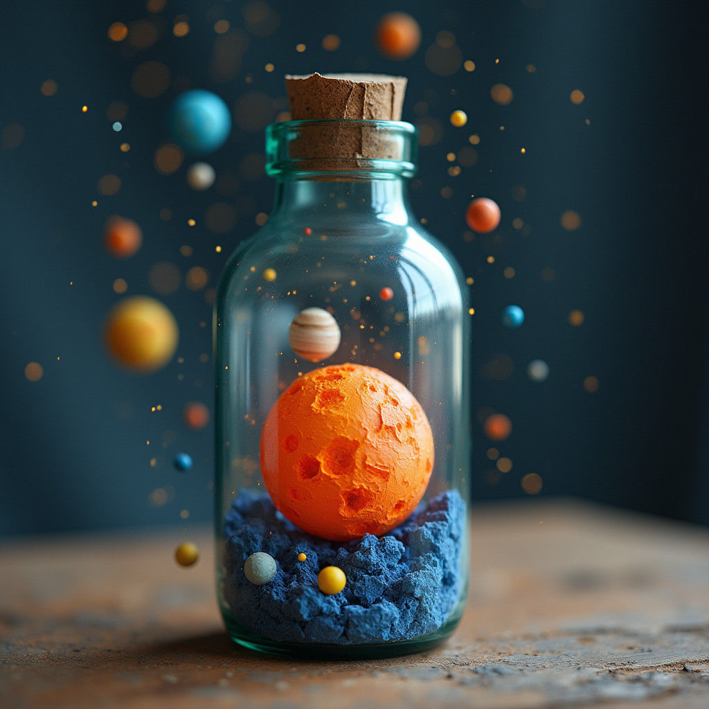 Solar System in a Bottle: Origami Papercraft