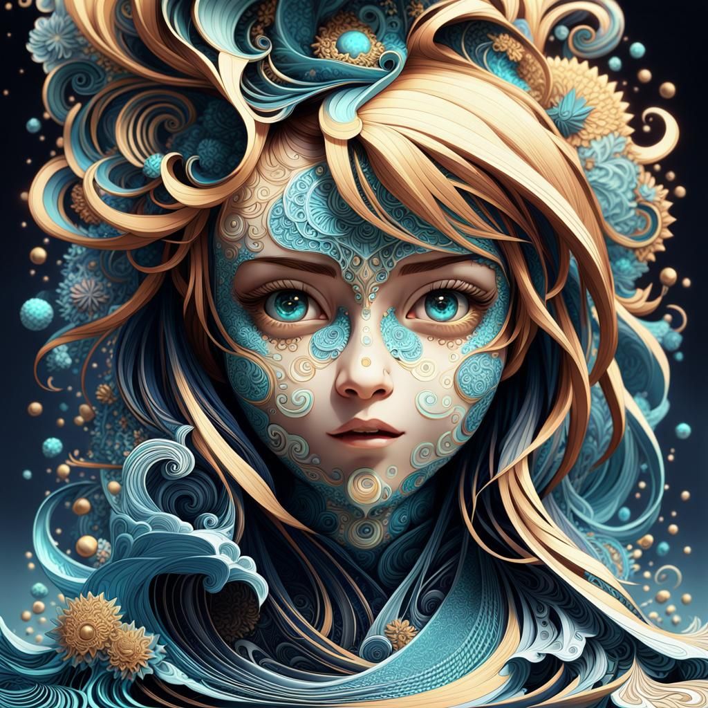 Detailed Anime Art with Zentangle Elements in 8K