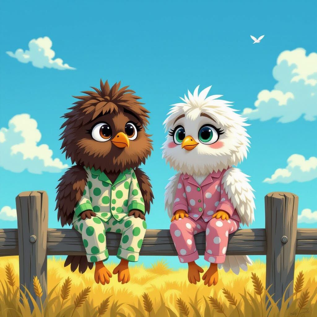 Shaggy Birds in Pajamas: Disney-Style Digital Painting