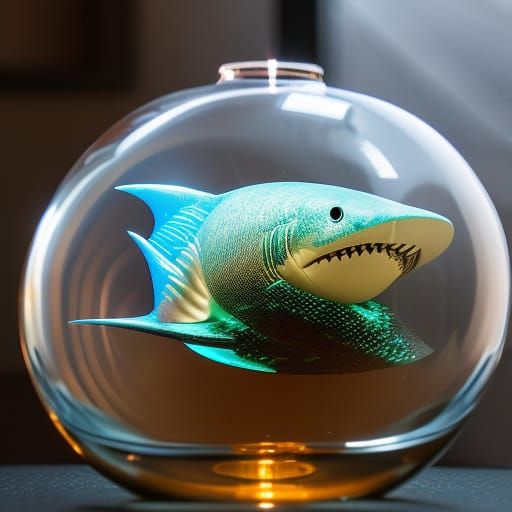 Shark Aquarium in Glowing Lightbulb