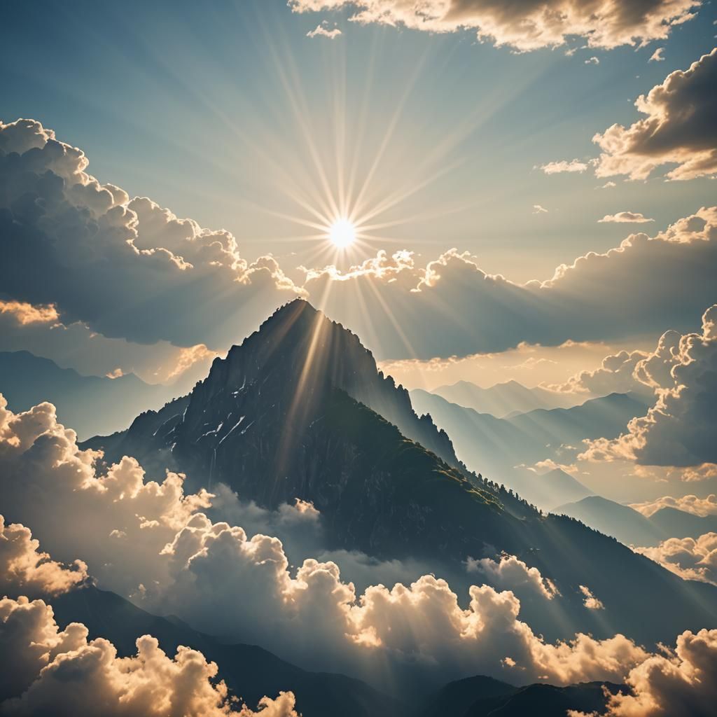 Mountain Bathed in Heavenly Sunshine